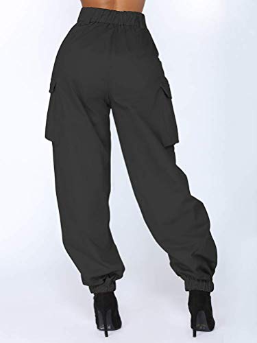 Landove Pantalones largos con cadena y bolsillos Mujer 14 UK/XL Nero B