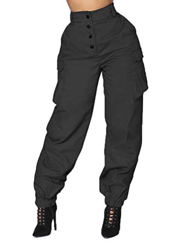 Landove Pantalones largos con cadena y bolsillos Mujer 14 UK/XL Nero B Landove Pantalones largos con cadena y bolsillos Mujer 14 UK/XL Nero B