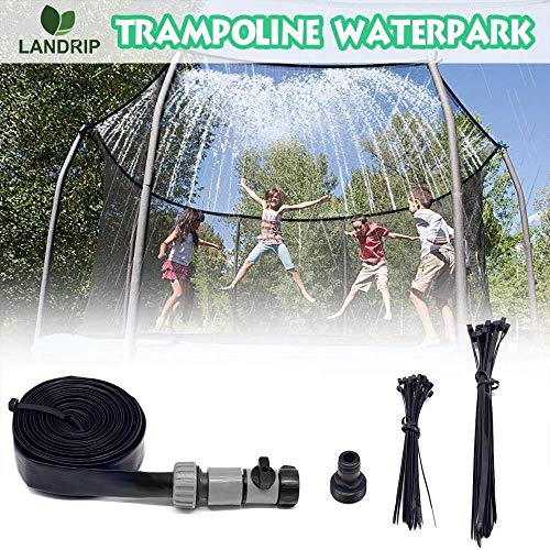 Landrip Trampoline Sprinklers, Trampoline Waterpark Water Trampoline Jugar para el Juego de Agua de Verano al Aire Libre Sprinkler (39.3 pies)
