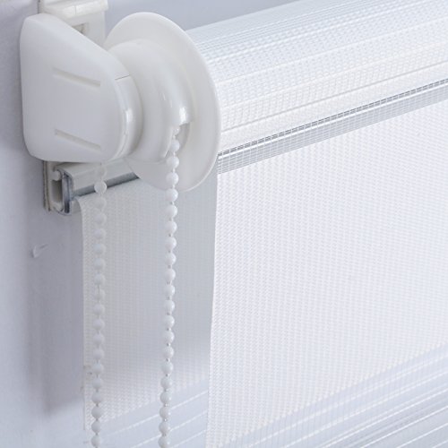 Laneetal Estores Enrollable Noche y Día Persiana Interior Doble Semi-Sombreado Bloquear los Rayos UV Proteger la Privacidad 100% Poliéster 65 x 220 cm Blanco