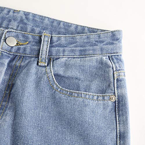 langchao Jeans de Bloque de Color de Moda para Mujer, Cintura Alta con Bolso de Patchwork, Jeans de Pierna Recta langchao Jeans de Bloque de Color de Moda para Mujer, Cintura Alta con Bolso de Patchwork, Jeans de Pierna Recta