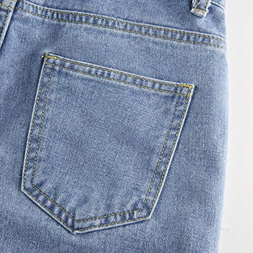 langchao Jeans de Bloque de Color de Moda para Mujer, Cintura Alta con Bolso de Patchwork, Jeans de Pierna Recta langchao Jeans de Bloque de Color de Moda para Mujer, Cintura Alta con Bolso de Patchwork, Jeans de Pierna Recta