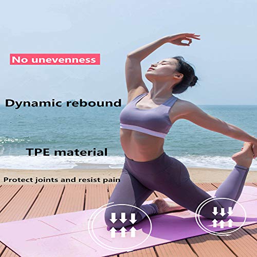 langchao Yoga Mat Antideslizante Home TPE Yoga Mat Fitness Mat Estera del Piso (Amarillo Crema + Verde Claro Puro 183 * 68 cm * 8 mm)