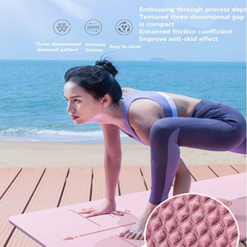 langchao Yoga Mat Antideslizante Home TPE Yoga Mat Fitness Mat Estera del Piso (Amarillo Crema + Verde Claro Puro 183 * 68 cm * 8 mm)