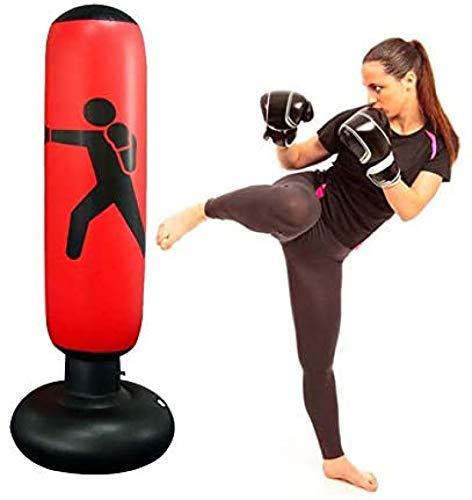 LANGYA 160cm Fitness Punching Bolsa de Agua Estanda Bomba Inflable Punching Bolsa Niños Saco de Arena Boxeo Bolsa de Objetivo para niños y Adultos (Conjunto de 4 Piezas)