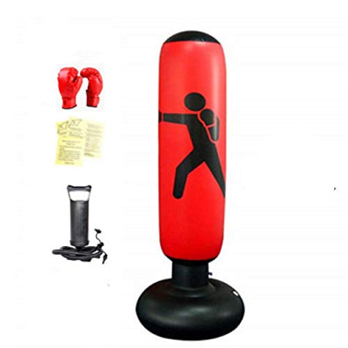 LANGYA 160cm Fitness Punching Bolsa de Agua Estanda Bomba Inflable Punching Bolsa Niños Saco de Arena Boxeo Bolsa de Objetivo para niños y Adultos (Conjunto de 4 Piezas)