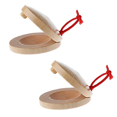 Lankater 2pcs Niños Castañuelas De Madera Finger, Musical Infantil Juguete del Instrumento De Percusión