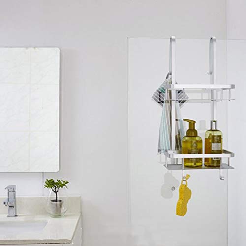 LANN 2-Tier Largo de los estantes de la Puerta con Ganchos Diseño/Drenaje, Aluminio del Espacio de Almacenamiento Baño Ducha Caddies Rakcs de champú y cosmética, Metal Cesta Colgante, 26x14x65cm LANN 2-Tier Largo de los estantes de la Puerta con Ganchos Diseño/Drenaje, Aluminio del Espacio de Almacenamiento Baño Ducha Caddies Rakcs de champú y cosmética, Metal Cesta Colgante, 26x14x65cm