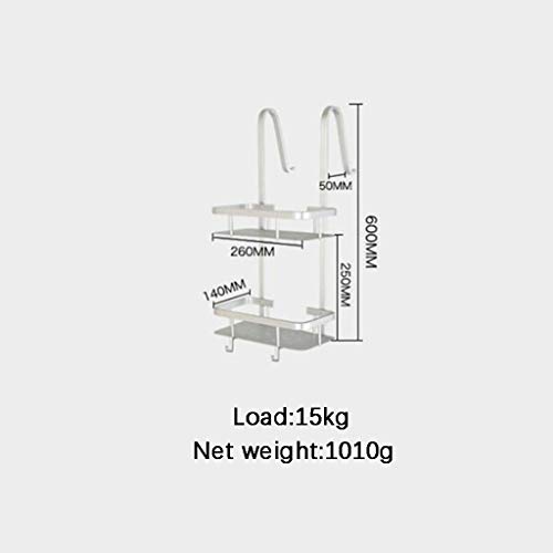 LANN 2-Tier Largo de los estantes de la Puerta con Ganchos Diseño/Drenaje, Aluminio del Espacio de Almacenamiento Baño Ducha Caddies Rakcs de champú y cosmética, Metal Cesta Colgante, 26x14x65cm LANN 2-Tier Largo de los estantes de la Puerta con Ganchos Diseño/Drenaje, Aluminio del Espacio de Almacenamiento Baño Ducha Caddies Rakcs de champú y cosmética, Metal Cesta Colgante, 26x14x65cm