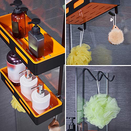 LANN 2-Tier Largo de los estantes de la Puerta con Ganchos/Drenaje Diseño de Aluminio del Espacio Almacenamiento Baño Ducha Caddies Rakcs de champú, acondicionador y cosmética, Ventosa, 35x14x70cm LANN 2-Tier Largo de los estantes de la Puerta con Ganchos/Drenaje Diseño de Aluminio del Espacio Almacenamiento Baño Ducha Caddies Rakcs de champú, acondicionador y cosmética, Ventosa, 35x14x70cm
