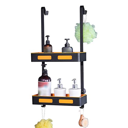 LANN 2-Tier Largo de los estantes de la Puerta con Ganchos/Drenaje Diseño de Aluminio del Espacio Almacenamiento Baño Ducha Caddies Rakcs de champú, acondicionador y cosmética, Ventosa, 35x14x70cm LANN 2-Tier Largo de los estantes de la Puerta con Ganchos/Drenaje Diseño de Aluminio del Espacio Almacenamiento Baño Ducha Caddies Rakcs de champú, acondicionador y cosmética, Ventosa, 35x14x70cm