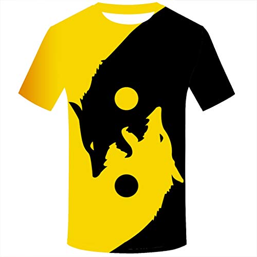 LANSKIRT Camiseta de Manga Corta con Estampado de Cabeza de Lobo Doble para Hombre 2020 Moda, Camisas Casual, Camiseta España Hombre Verano Talla Grande S-XXXL