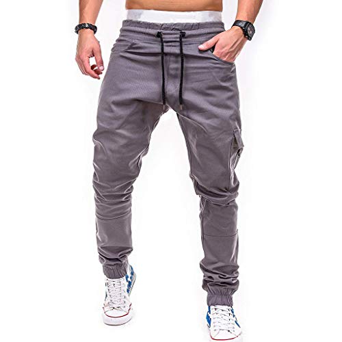 LANSKIRT Hombre Pantalones chandals Jogger Deportivos Urbano Pantalón de Trabajo Ropa Fitness Deporte Pant Gym de Cintura Elastica con Cremallera y Bolsillos