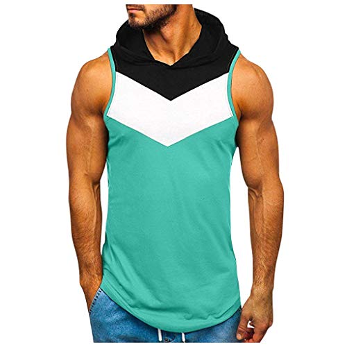 LANSKIRT Hombre Sudadera con Capucha sin Mangas Camisetas Fitness Muscle Hole Bodybuilding Skin Tights Ropa Hombre Marca Outlet Camisa Hombre Verano