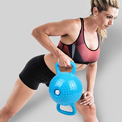 LAOBAN Pesa rusa de peso ajustable para mujer, yoga, inflado con agua, 4/6/8/10/5,4 kg, masaje de moldeo de pilates con doble asa de inyección, tanque de agua, sentadillas portátiles (azul)