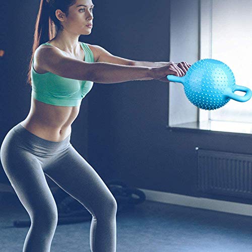 LAOBAN Pesa rusa de peso ajustable para mujer, yoga, inflado con agua, 4/6/8/10/5,4 kg, masaje de moldeo de pilates con doble asa de inyección, tanque de agua, sentadillas portátiles (azul)