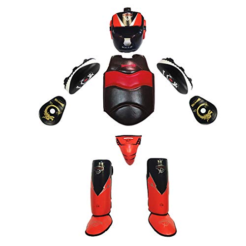 LAOLIU Escudo Corporal, Protección De La Ingle, Casco, Protector De Espinilla, Combinación De Cuatro Piezas, Boxeo, Protección De Entrenamiento De Artes Marciales, Escudo Corporal (Red,S) LAOLIU Escudo Corporal, Protección De La Ingle, Casco, Protector De Espinilla, Combinación De Cuatro Piezas, Boxeo, Protección De Entrenamiento De Artes Marciales, Escudo Corporal (Red,S)