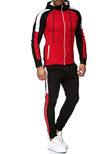 LaoZan Pantalones Chandal para Gym Jogging Hombre 2 Piezas Transpirable Ropa Deportiva Capucha Chaquetas y Abrigos Entretiempo (Estilo3, Asia M)