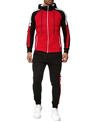 LaoZan Pantalones Chandal para Gym Jogging Hombre 2 Piezas Transpirable Ropa Deportiva Capucha Chaquetas y Abrigos Entretiempo (Estilo3, Asia M)