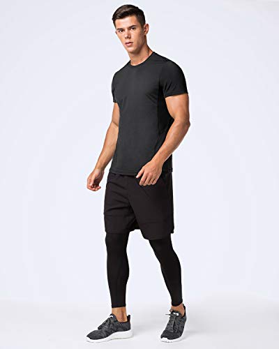 LAPASA Camiseta Deportiva Hombre de Manga Corta Transpirable y Secado Rápido con Microperforación en los Costados M15 (XL (Largo 74, H-H 46,5, Pecho 111-117 cm), Negro Especial)