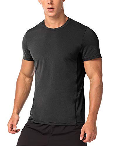 LAPASA Camiseta Deportiva Hombre de Manga Corta Transpirable y Secado Rápido con Microperforación en los Costados M15 (XL (Largo 74, H-H 46,5, Pecho 111-117 cm), Negro Especial)