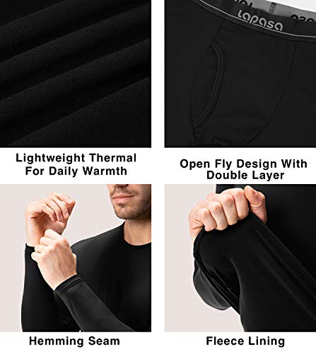 LAPASA Set de Ropa Térmica para Hombre Conjunto Térmico Invierno -Brushed Back Fabric Technique- M11/M57 (M, M11-LIGERO: Special Black (Negro))