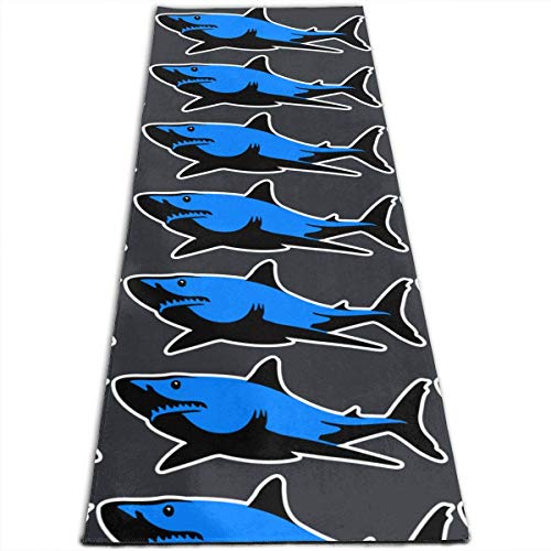 Large Exercise Mat,Blue Shark Kundalini Mat Yoga Workout Mat, Alfombrillas De Goma Antideslizantes para Hacer Yoga En Casa