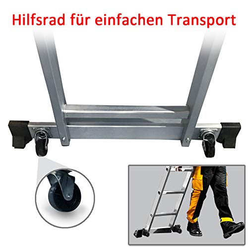 LARS360 3 en 1 Andamio Escalera de Aluminio Multipropósito con 2 Ruedas, Plataforma de Trabajo, 6 Peldaños Escala Plegable, Carga Máxima 150KG (Plata) LARS360 3 en 1 Andamio Escalera de Aluminio Multipropósito con 2 Ruedas, Plataforma de Trabajo, 6 Peldaños Escala Plegable, Carga Máxima 150KG (Plata)