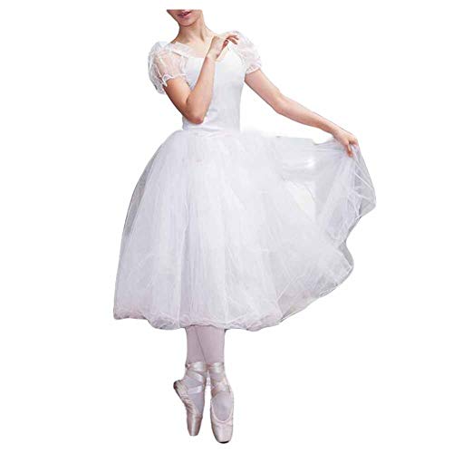 Las Mujeres de la Manga del Soplo del Ballet Blanco Vestido Largo Ballet Tutu Burbuja Falda Trajes de Rendimiento de Danza de Hadas Las Mujeres de la Manga del Soplo del Ballet Blanco Vestido Largo Ballet Tutu Burbuja Falda Trajes de Rendimiento de Danza de Hadas