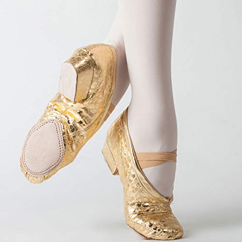 Las Mujeres de Oro Zapatos de Baile Ballet Profesor de Gimnasia Suave Jazz niño Inferior Zapatos de Baile Examen Maestro,Oro,40
