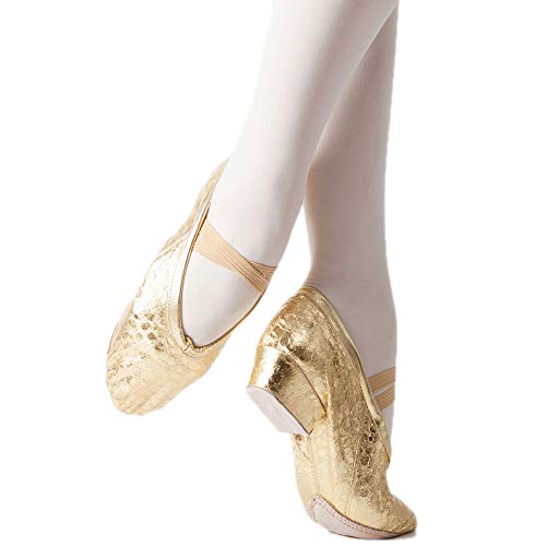 Las Mujeres de Oro Zapatos de Baile Ballet Profesor de Gimnasia Suave Jazz niño Inferior Zapatos de Baile Examen Maestro,Oro,40