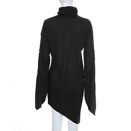 Las Mujeres Delgadas Cuello de Cuello Alto sólido Bufanda Mangas asimétricas sesgar Dobladillo Tops Blusa Las Mujeres Delgadas Cuello de Cuello Alto sólido Bufanda Mangas asimétricas sesgar Dobladillo Tops Blusa