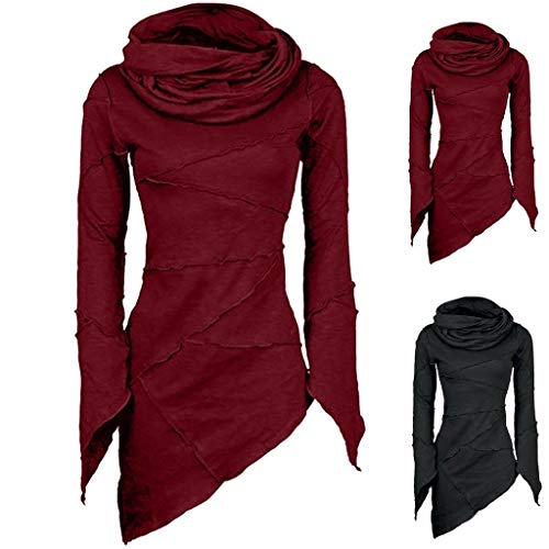 Las Mujeres Delgadas Cuello de Cuello Alto sólido Bufanda Mangas asimétricas sesgar Dobladillo Tops Blusa Las Mujeres Delgadas Cuello de Cuello Alto sólido Bufanda Mangas asimétricas sesgar Dobladillo Tops Blusa