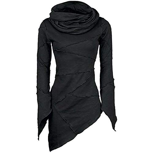 Las Mujeres Delgadas Cuello de Cuello Alto sólido Bufanda Mangas asimétricas sesgar Dobladillo Tops Blusa Las Mujeres Delgadas Cuello de Cuello Alto sólido Bufanda Mangas asimétricas sesgar Dobladillo Tops Blusa