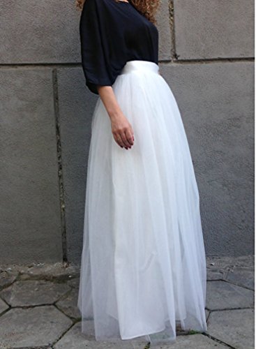 Las Mujeres Falda de Tul Larga Tutus Ballet de Underskirt con el cinturón elástico para Boda Talla única Blanco Las Mujeres Falda de Tul Larga Tutus Ballet de Underskirt con el cinturón elástico para Boda Talla única Blanco