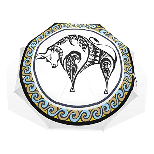 LASINSU Paraguas Resistente a la Intemperie,Círculo destacado Ornamental de Estilo Retro con el diseño del cumpleaños del Vintage del Zodiaco del Toro,Fitness Entrenamiento Fuerte Grunge Print LASINSU Paraguas Resistente a la Intemperie,Círculo destacado Ornamental de Estilo Retro con el diseño del cumpleaños del Vintage del Zodiaco del Toro,Fitness Entrenamiento Fuerte Grunge Print
