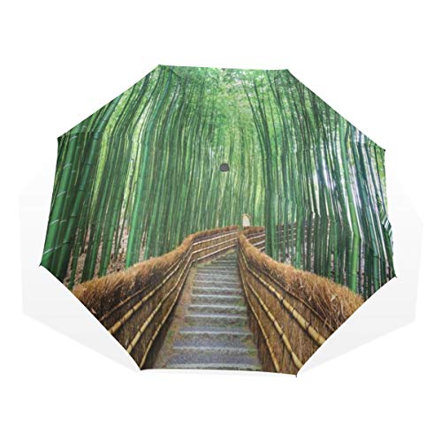 LASINSU Paraguas Resistente a la Intemperie,protección UV,Selva Naturaleza Tropical Puente sobre árbol Bambú Paisaje exótico SPA Diseño de Yoga