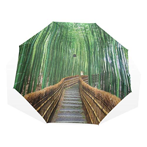 LASINSU Paraguas Resistente a la Intemperie,protección UV,Selva Naturaleza Tropical Puente sobre árbol Bambú Paisaje exótico SPA Diseño de Yoga LASINSU Paraguas Resistente a la Intemperie,protección UV,Selva Naturaleza Tropical Puente sobre árbol Bambú Paisaje exótico SPA Diseño de Yoga