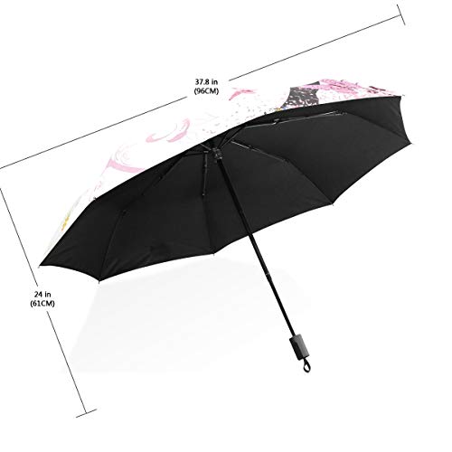 LASINSU Paraguas Resistente a la Intemperie,protección UV,Silueta Abstracta de una niña con alas Rosas y Vestido de Flores de Hadas de Primavera LASINSU Paraguas Resistente a la Intemperie,protección UV,Silueta Abstracta de una niña con alas Rosas y Vestido de Flores de Hadas de Primavera