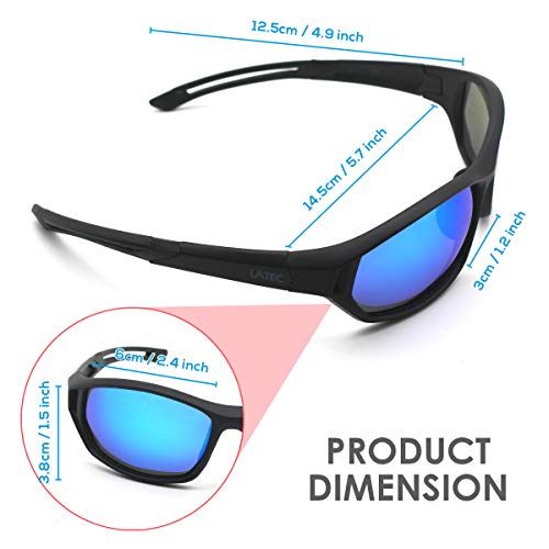 LATEC Gafas de Sol Deportivas, Gafas Ciclismo Polarizadas con Protección UV400 y TR90 Unbreakable Frame, para Hombres Mujeres al Aire Libre Deportes Pesca Esquí Conducción Golf Correr Ciclismo