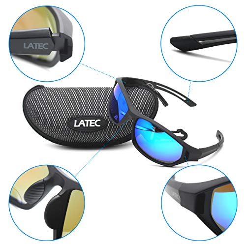 LATEC Gafas de Sol Deportivas, Gafas Ciclismo Polarizadas con Protección UV400 y TR90 Unbreakable Frame, para Hombres Mujeres al Aire Libre Deportes Pesca Esquí Conducción Golf Correr Ciclismo LATEC Gafas de Sol Deportivas, Gafas Ciclismo Polarizadas con Protección UV400 y TR90 Unbreakable Frame, para Hombres Mujeres al Aire Libre Deportes Pesca Esquí Conducción Golf Correr Ciclismo