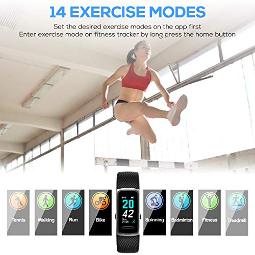 LATEC Pulsera Actividad, Pantalla de Color Reloj Inteligente Impermeable IP68 con Visualización del Tiempo 14 Modos de Multi-Deporte Pulsómetros Contador de Calorias Monitor