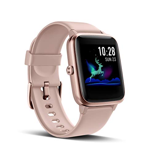 LATEC Pulsera Actividad Reloj Inteligente Impermeable IP68 Smartwatch Pantalla Táctil Completa con Pulsómetro Cronómetro Pulsera Deporte para Hombres Mujeres Niños con iOS y Android (Rosa)