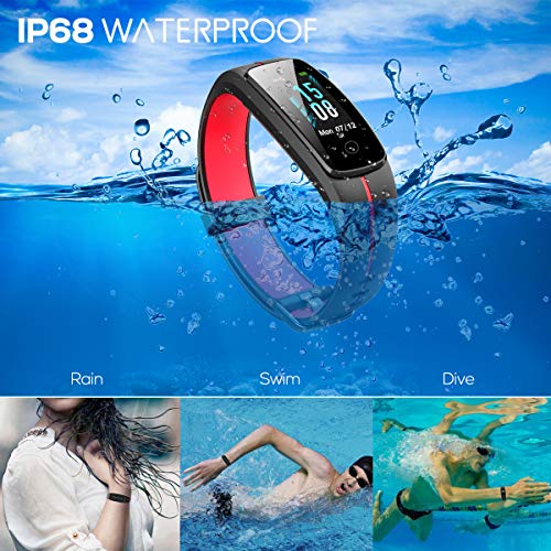 LATEC Pulsera Actividad [Última Versión], Pulsera de Actividad Inteligente Pantalla Color Reloj con Pulsómetro Impermeable IP68 Podómetroómetro