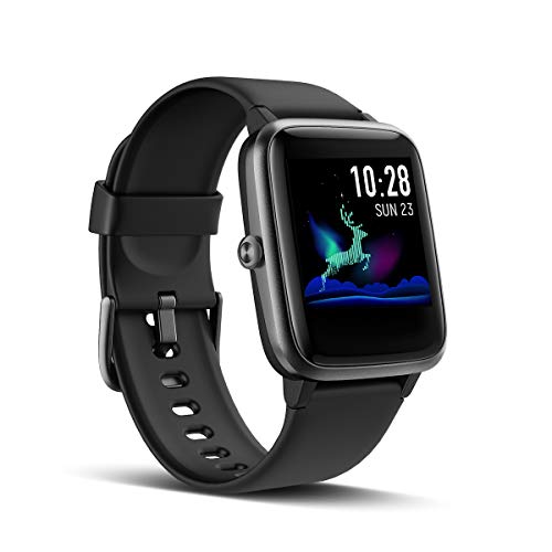 LATEC Reloj Inteligente, Impermeable IP68 Smartwatch Mujer Hombre niños Pulsera de Actividad Inteligente con Monitor de Sueño Contador de Caloría Pulsómetros Podómetro para iOS y Android (Negro)