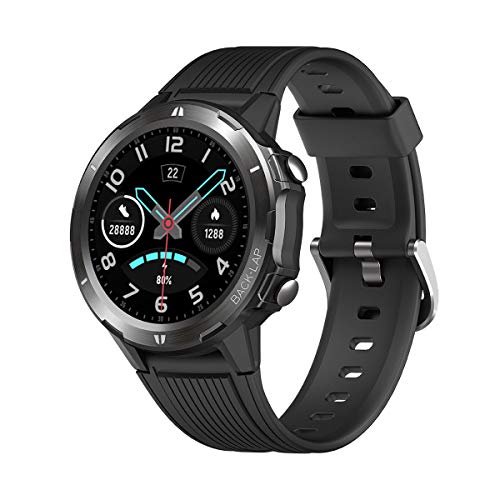 LATEC Smartwatch, Reloj Inteligente con 1.3" Pantalla Táctil Completa, Pulsera Actividad Inteligente Hombre Mujer 5ATM Impermeable Reloj Deportivo con Cronómetro Pulsómetro para Android y iOS (Negro)