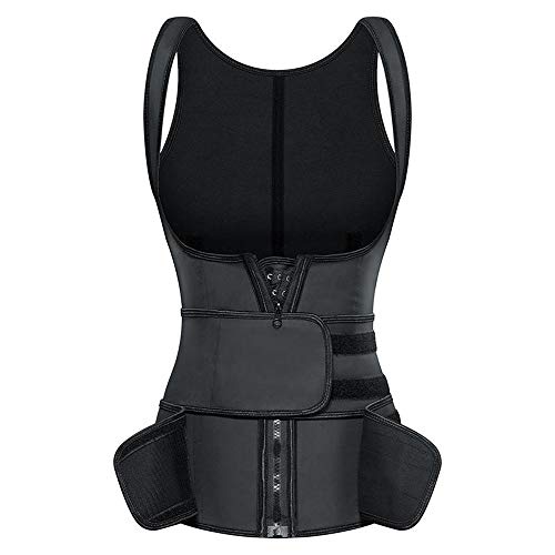 Látex Cuerpo Que Forma El Chaleco, Cinturón Abdominal, Doble Refuerzo Soporte del Pecho Cinturón, Pretina Interior De Látex, Neopreno, Cintura Entrenador De La Mujer, Consumo De Calorías (Negro),XS