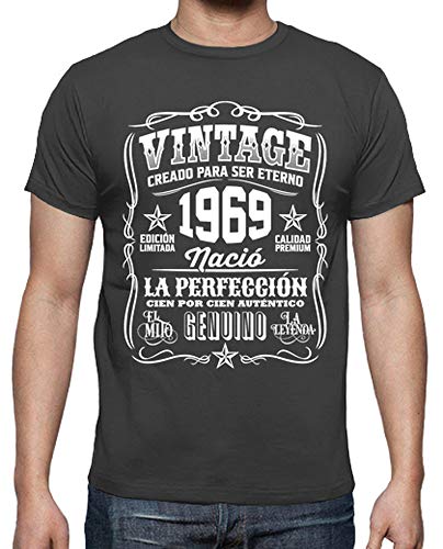 latostadora Camiseta Vintage 1969 la perfección - Camiseta Hombre clásica, Gris ratón Talla XL