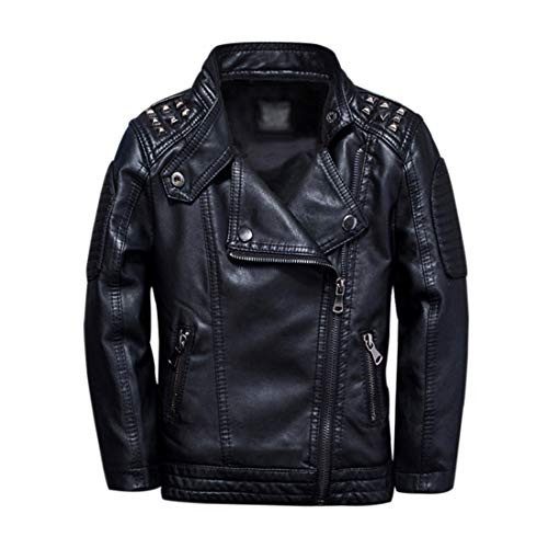 LAUSONS Chaqueta Pelo Sintetico Nino Motera Primavera Otoño Cazadora Imitacion Cuero con Tachuelas y Cremallera Negro 9-10 años LAUSONS Chaqueta Pelo Sintetico Nino Motera Primavera Otoño Cazadora Imitacion Cuero con Tachuelas y Cremallera Negro 9-10 años