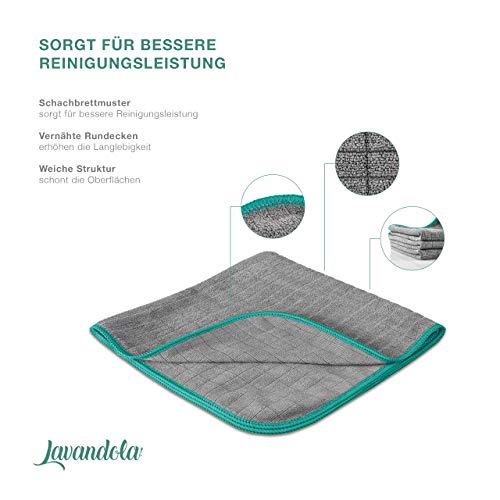LAVANDOLA Bayetas de Microfibra 5 Piezas, 30x30cm Extremadamente absorbentes y Suaves, para el hogar, la Cocina y el baño, paños de Microfibra LAVANDOLA Bayetas de Microfibra 5 Piezas, 30x30cm Extremadamente absorbentes y Suaves, para el hogar, la Cocina y el baño, paños de Microfibra